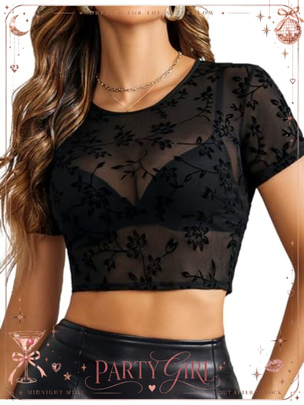 Sheer Mesh Crop Top See Through Short Sleeve Blouse Clubwear